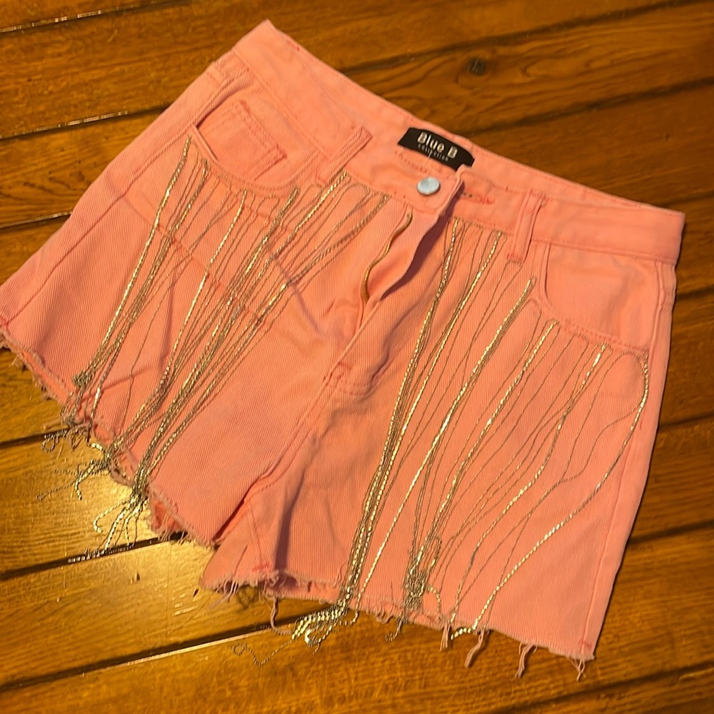Blue B Crystal and Chain Shorts